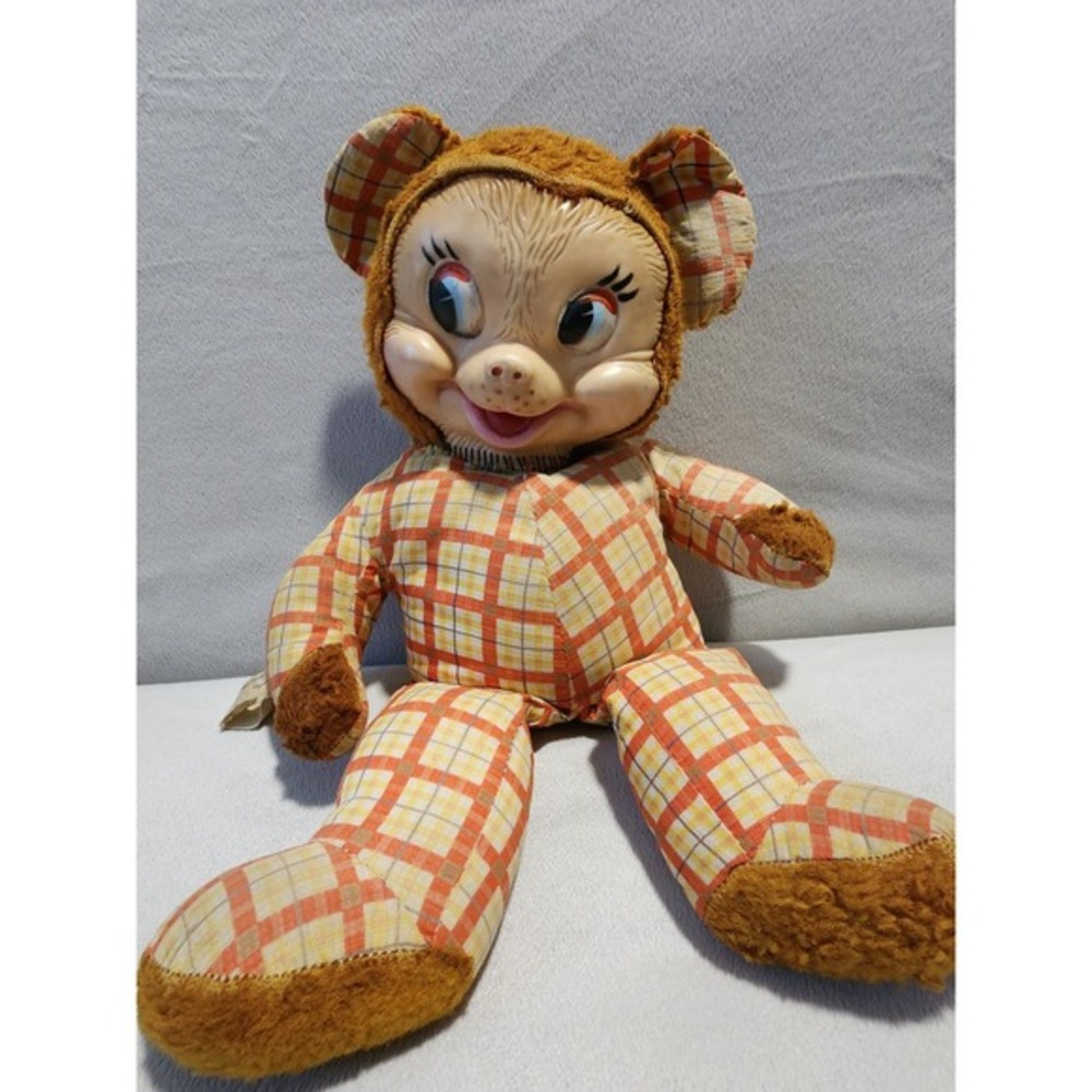 Vintage 1950s Gund Creation Plush Boopsy Growler Bear Doll Rubber Face Toy Rare